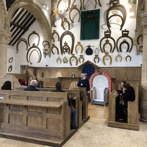 Image of an interior decorated with horseshoes