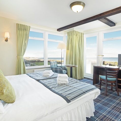 Image of a hotel room with sea views